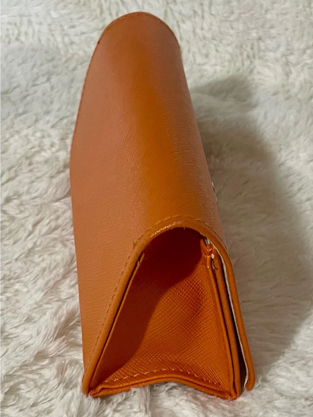 Tory Burch Burnt Orange Leather Logo Sun Glasses Case